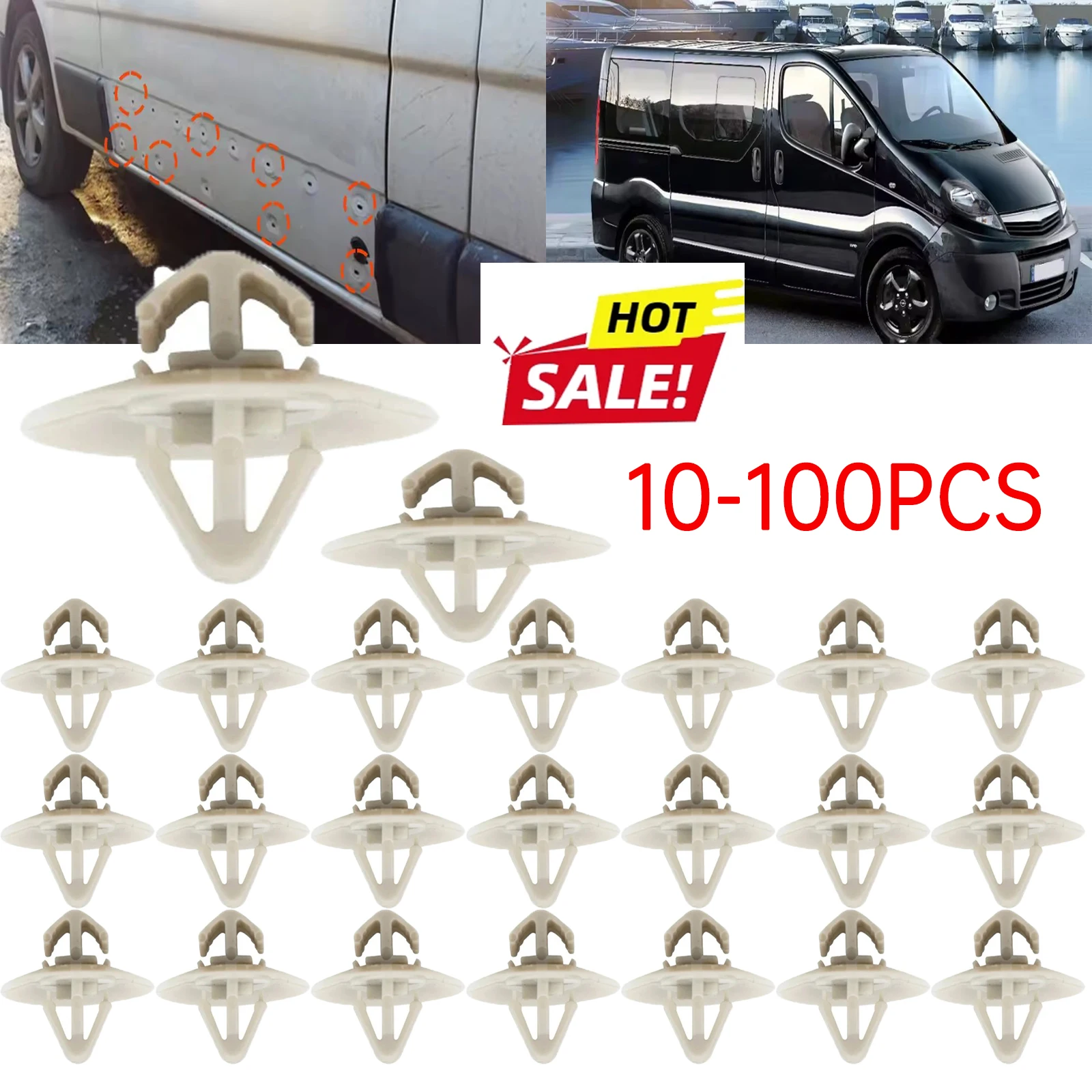 10-100 peças clipes de fixação de plástico do painel de guarnição da porta do carro para renault trafic gm volvo iveco push rebite retentor 7703077421