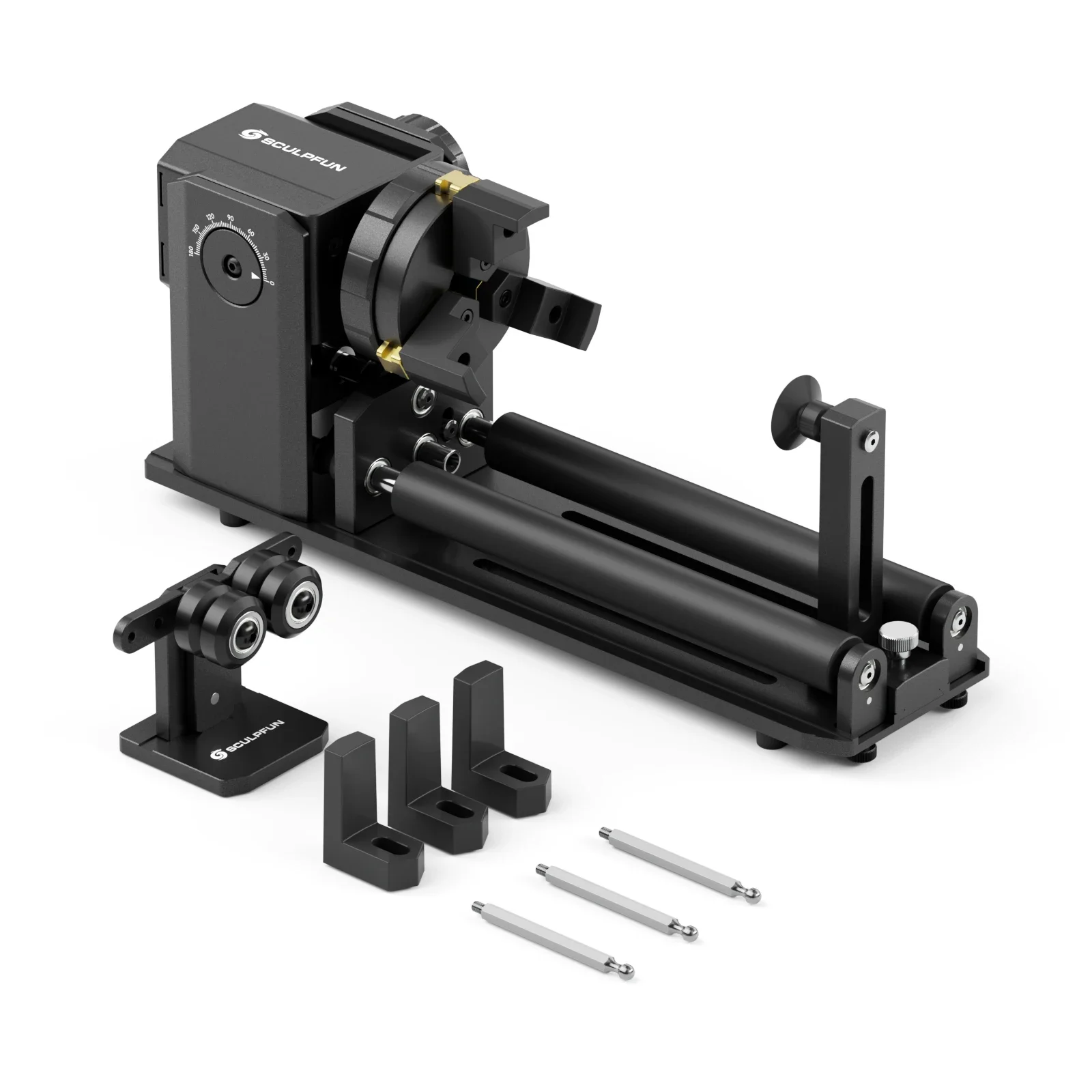 SCULPFUN RA Pro Max 4 in 1 Rotary Chuck for  Engraver Y-axis Multi-Function Rotary Roller Engraving Module with 180° Adjust