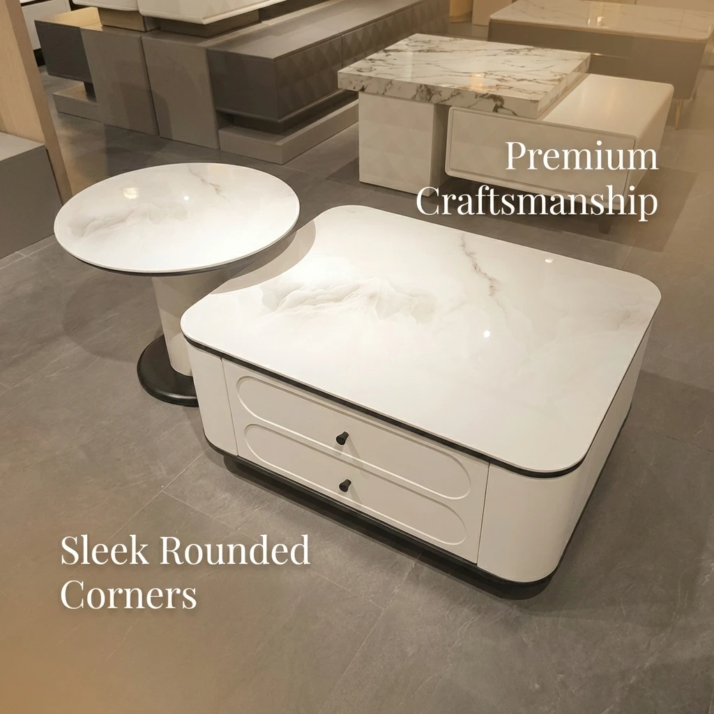 #Modern Two-piece Design, Coffee Table, Wooden Board, Household Living Room Furniture