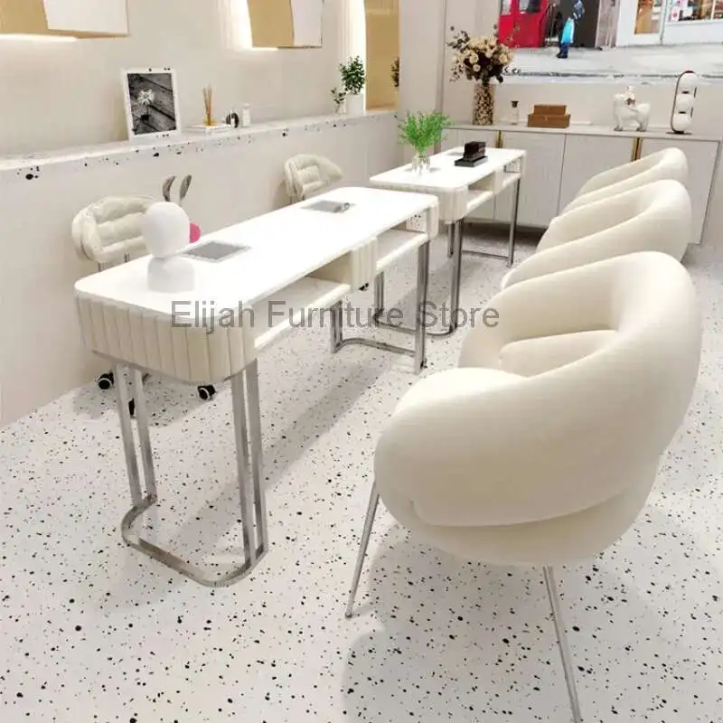 

White Luxury Modern Nail Tables Manicure Professional Drawer Beauty Nail Tables Living Room Mesa Manicura Salon Furniture