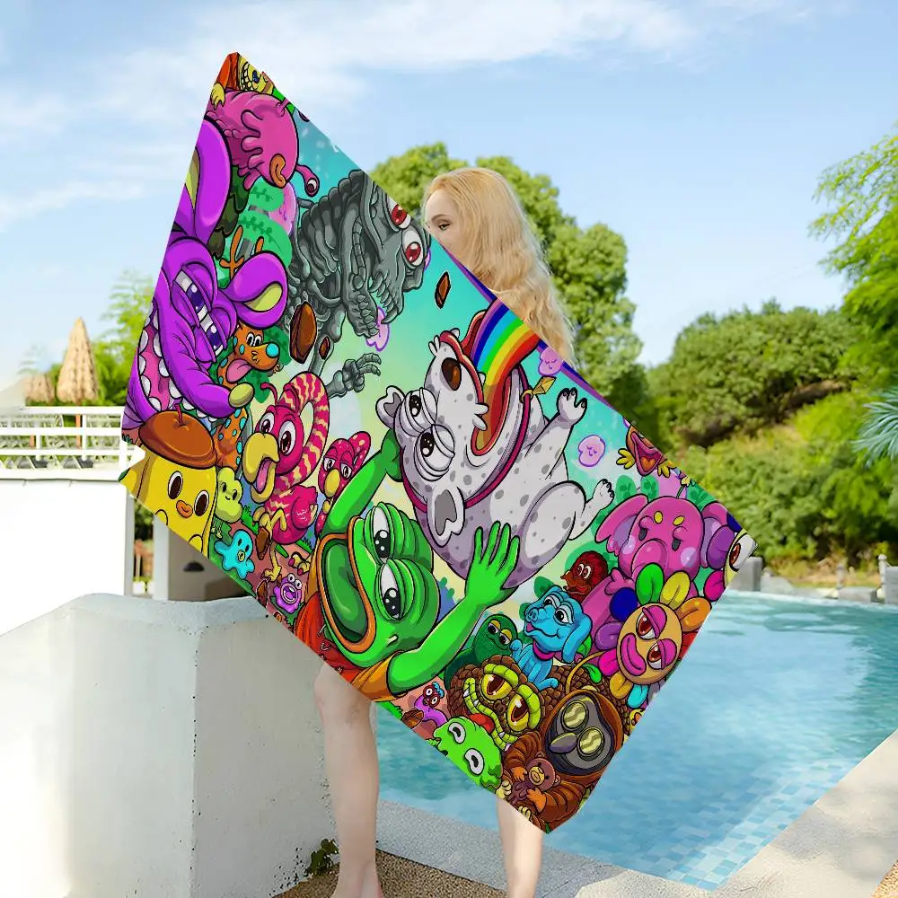 S-Sad F-Frog Meme Anime Beach Swimming Towel Soft Absorbent Washcloth Children's Gifts for Kids Travel Camping Gym