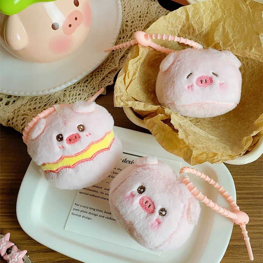 

Cartoon Pink Piggy Plush Doll Toy Pendant Keychain Simulation Animal Burger Piggy Plush Doll Bag Decoration Keychain Funny Gift