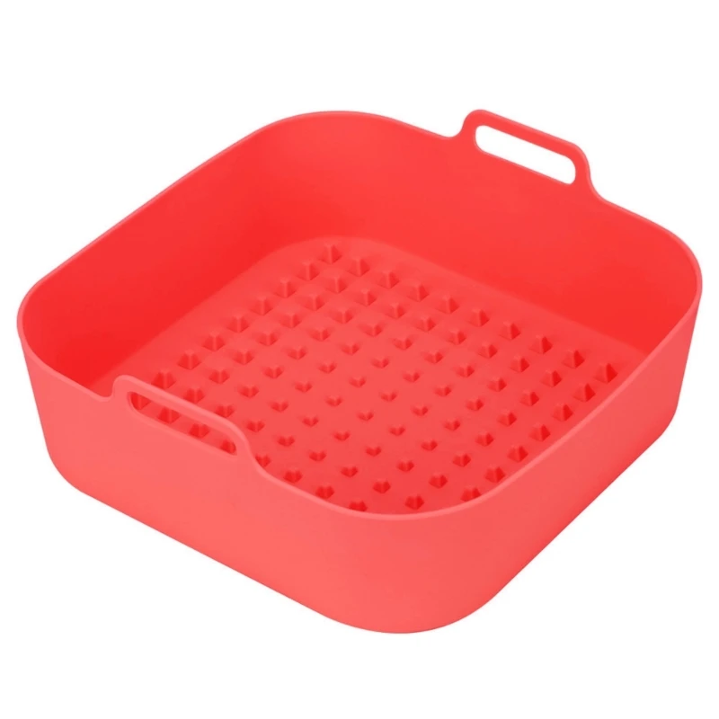 Silicone Baskets Square Non-Stick Reusable Kitchen Air Fryer Accessories 3 Colors for Dropship