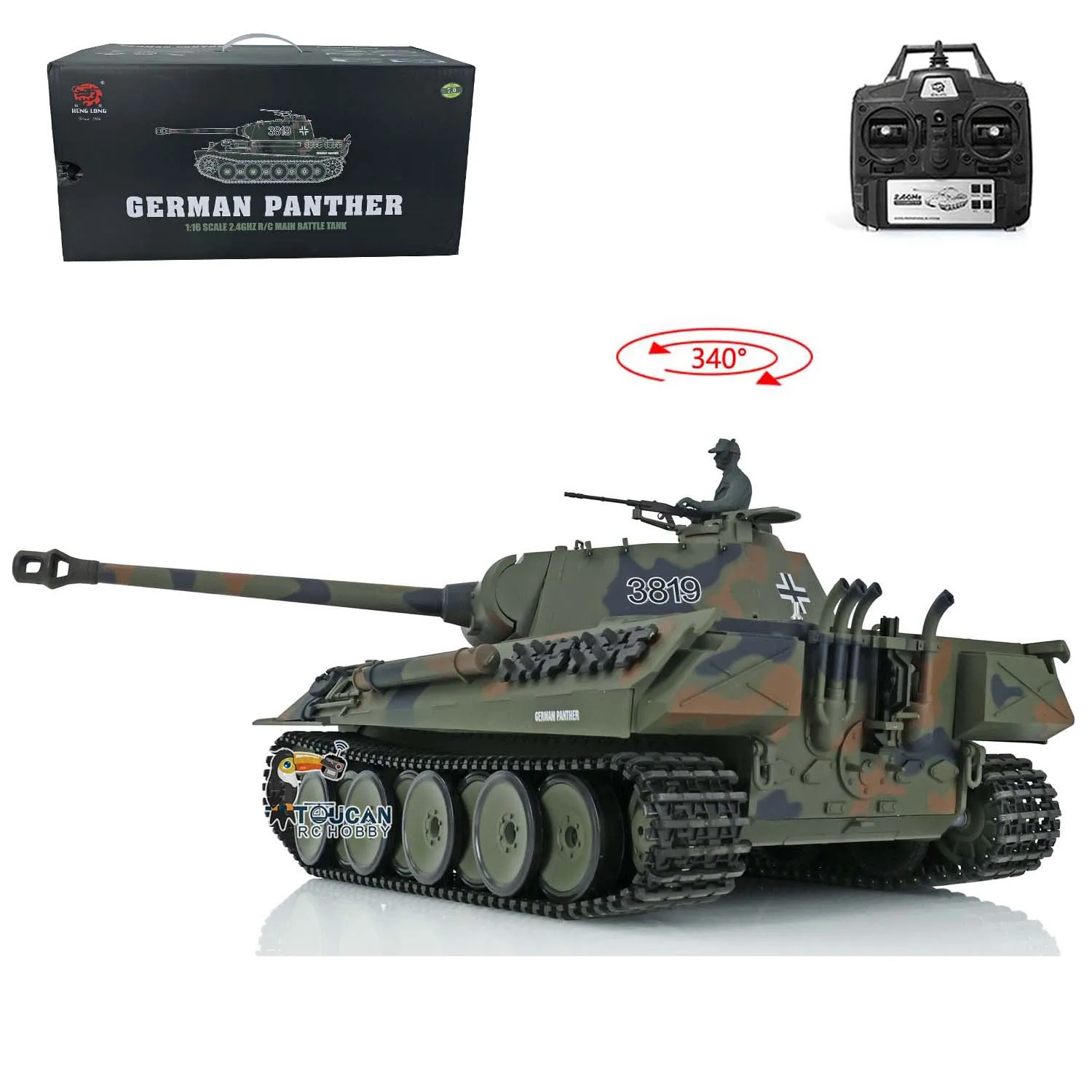 2.4ghz heng longo 1/16 7.0 plástico ver pantera alemã v rtr rc tanque 3819 modelo brinquedos para meninos veículo panzer th17285