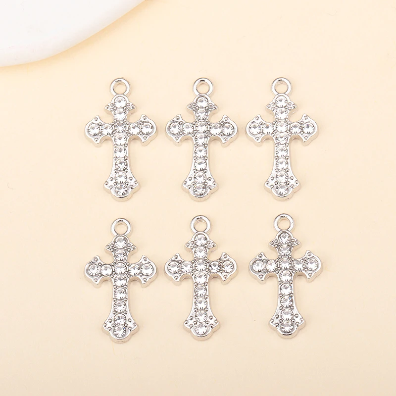 10Pcs High Quality Zircon Cross Pendant Necklace for Jewelry Making Women Girl Punk Party Gift Fashion Crystal Chain Accessories