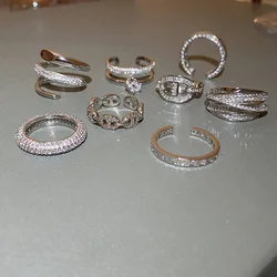 New Korea Exquisite Love Double Opening Ring Fashion Temperament Geometric Simple Ring Elegant Ladies Banquet Jewelry