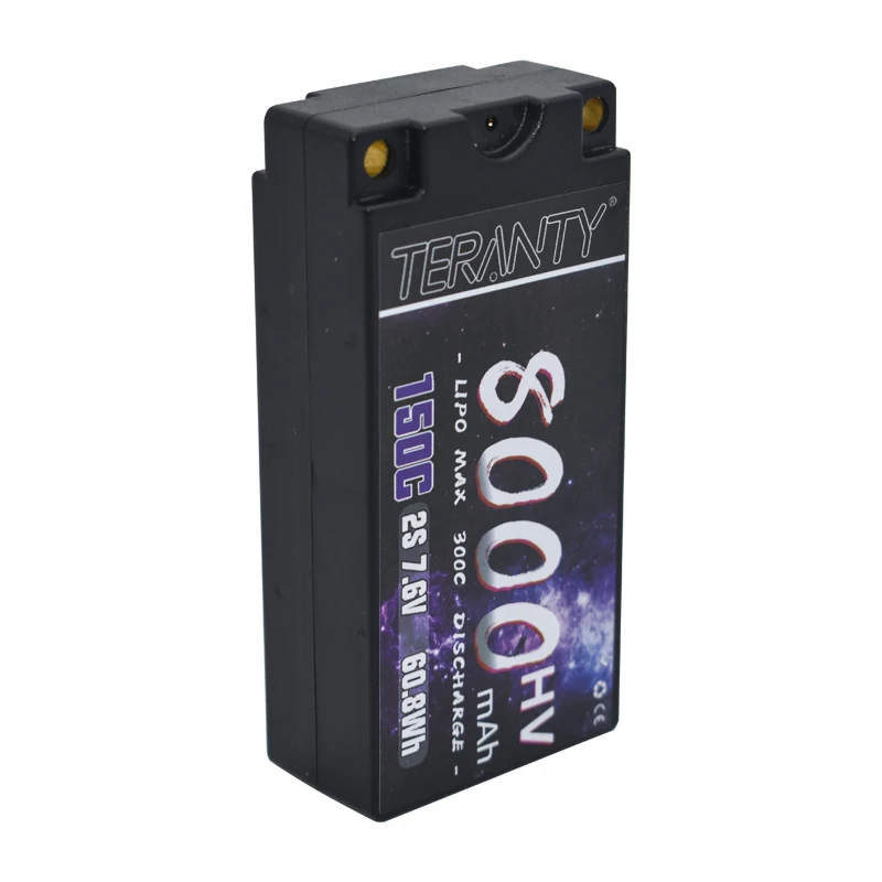 Teranty 8000mAh 7.6V 2S Shorty Battery 150/300C RC Lipo Battery For Car Truck Boat 7.6V Battery With 5mm Bullet Deans Ultra Plug