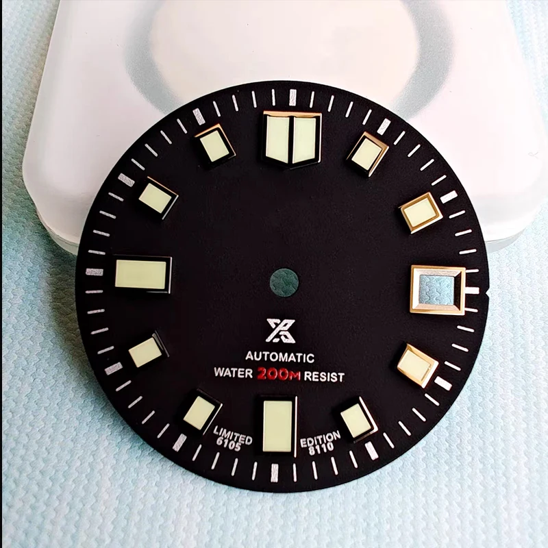 NH35 dial 28.5mm dial High-quality abalone 6105 dial S dial C3 bright green lume Suitable for Seiko-modified NH35/NH36 movements