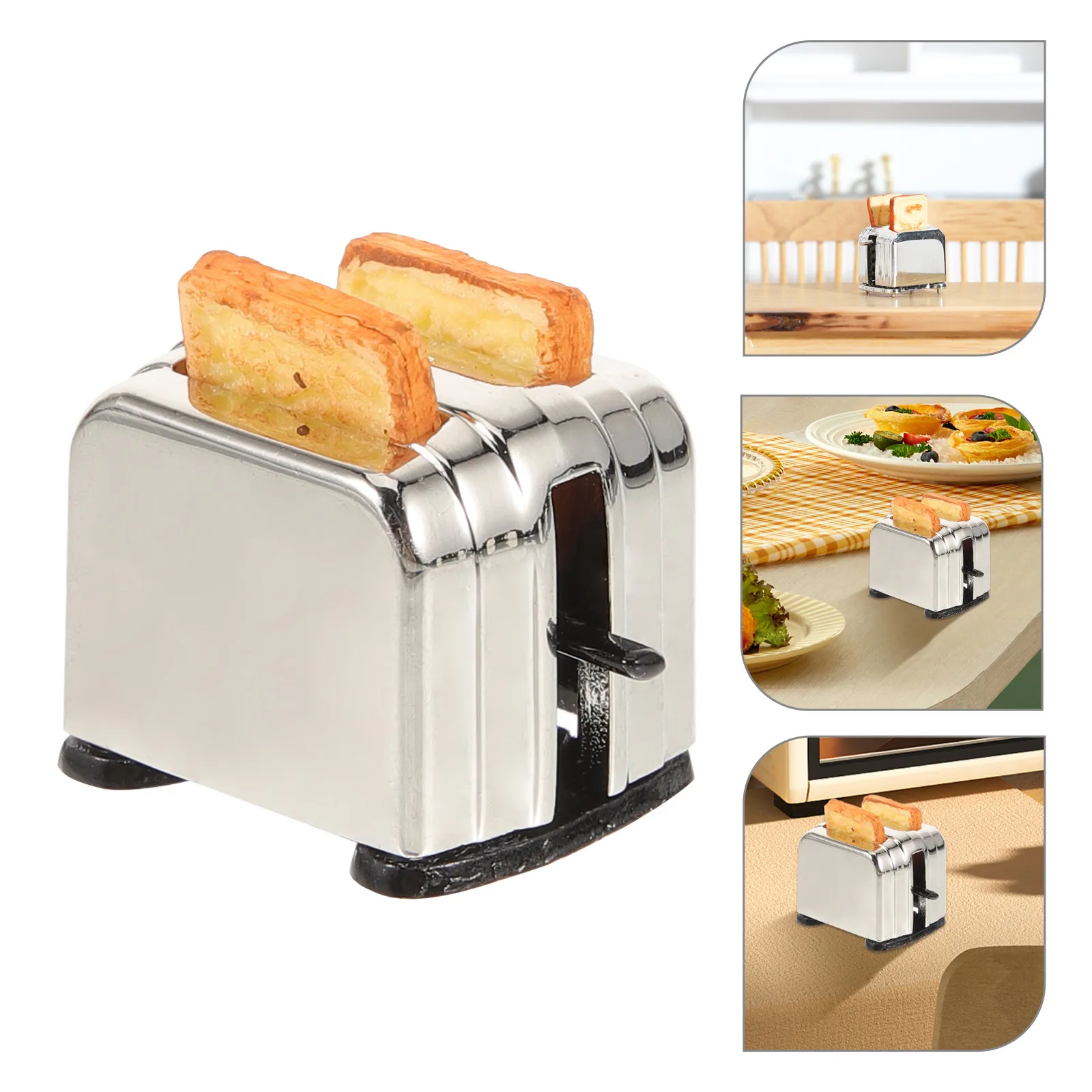 

Miniature Bread Maker Machine Metal Kitchen Appliance Simulation for Mini House Decor Pretend Kitchen Appliance Accessory