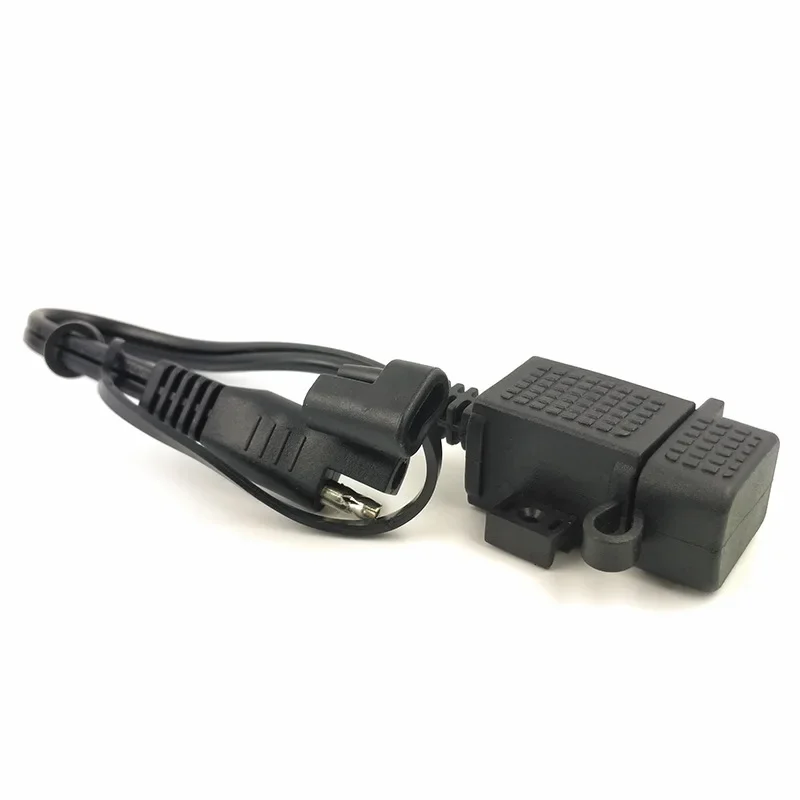 DIY SAE to USB Cable Adapter Waterproof USB Charger Quick 2.1A Port with Inline Fuse for Motorcycle Cellphone Tablet GPS