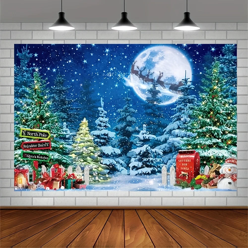 VIKAMA Christmas Wonderland Wandteppich, Rentierschlitten, arktisch, Postbüro, Wohnzimmer, Kinderzimmer, Feiertagsdekoration