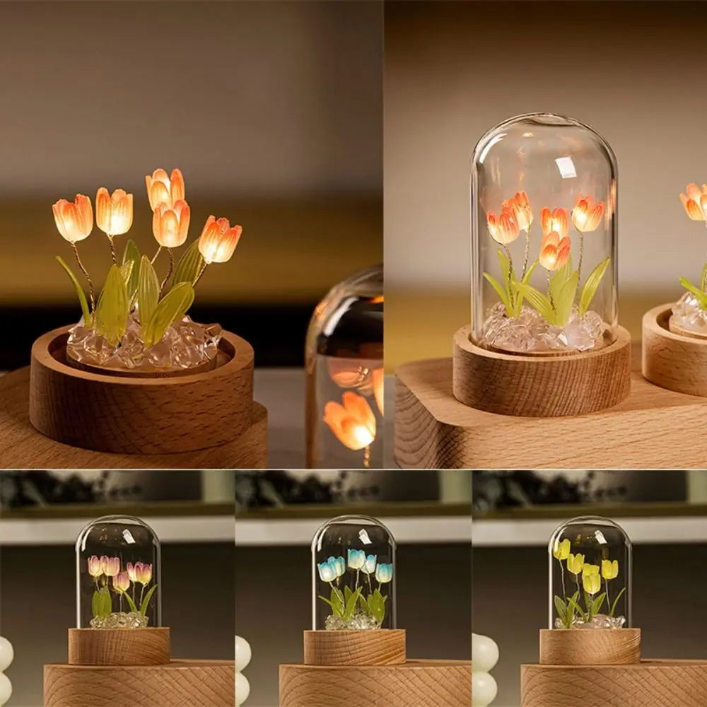 

Simulation Tulip Tulip Night Light DIY Material Package Handmade Bedside Light Gift Battery Operated LED Nightlight