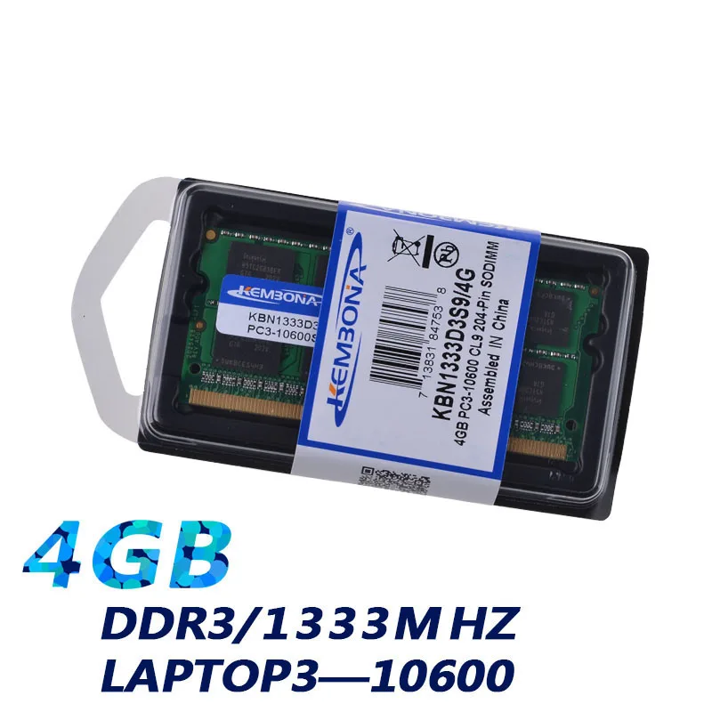 KEMBONA New Sealed DDR3 1333mhz 4GB (for all motherboarnd) PC3 10600 4GB SO-DIMM RAM Laptop Notebook MEMORY Lifetime warranty