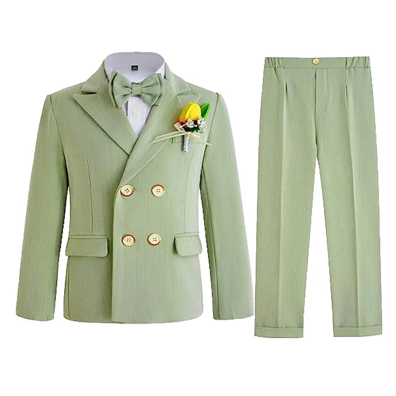 Young Boys Green Photography Suit Prince Kids Ceremony Costume Children Birthday Wedding Party Dress Performance Tuxedo Wear