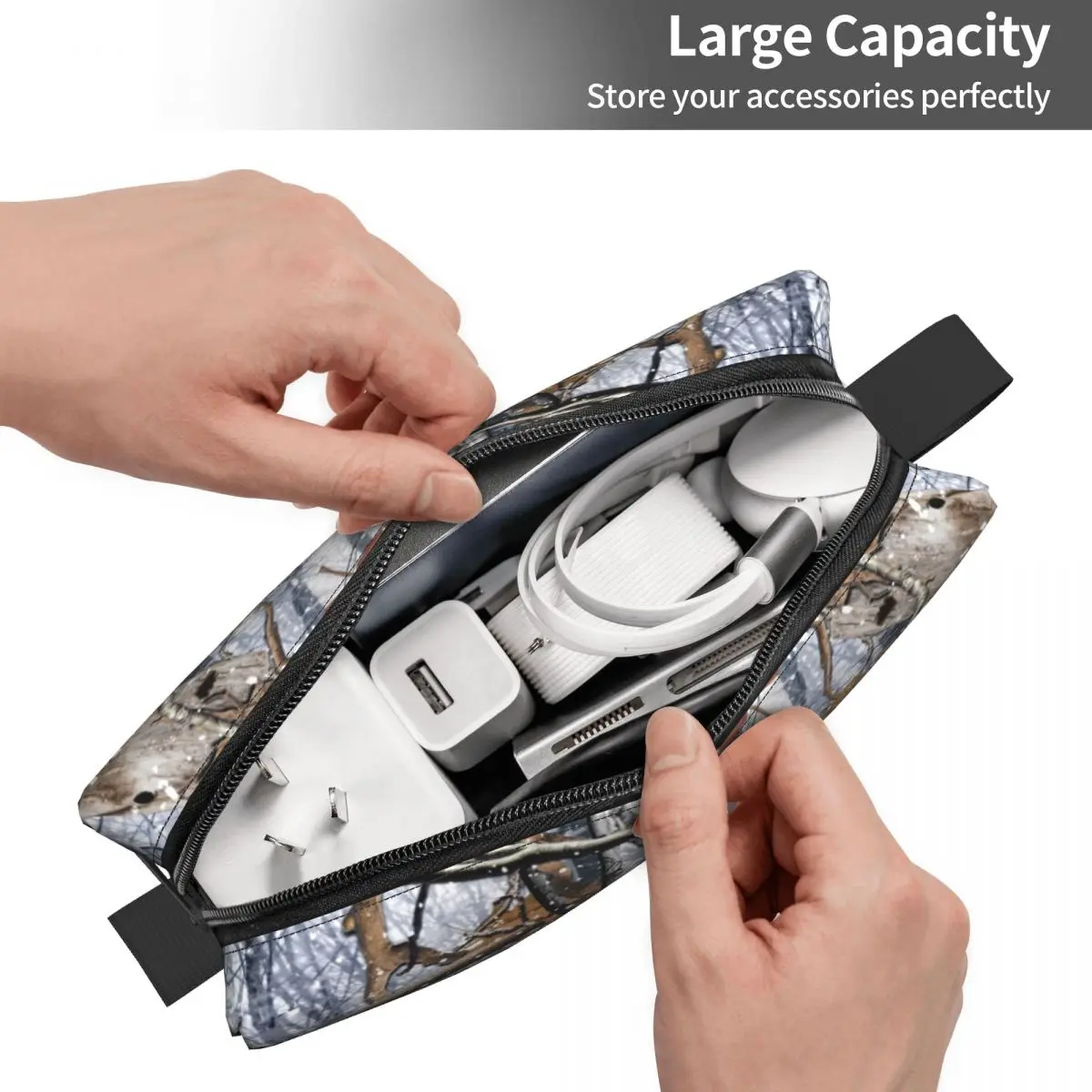 Travel Hunting Camo Tree Camouflage Snow Pattern Toiletry Bag Cosmetic Makeup Organizer for Women Beauty Storage Dopp Kit Box