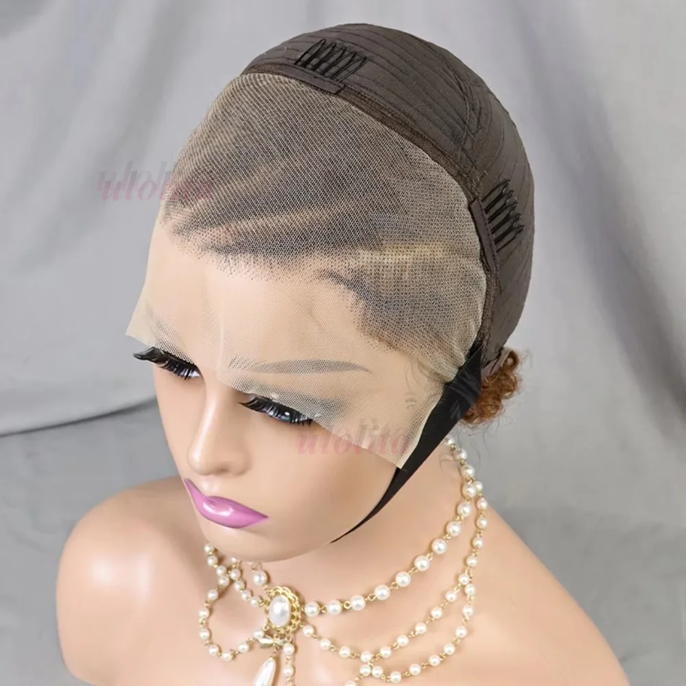 Highlight Ombre Geflochtene Perücken Echthaar Afro Puff Lace Frontal Haarperücken Afro Kinky Curly Echthaar 13x4 Lace Front Vorgeflochten – Detail 6