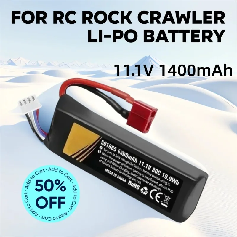 

11.1V 1400mAh for RC Rock Crawler Off-Road Truck Aircraft Car High Discharge 30C Rechargeable Li-Po Battery