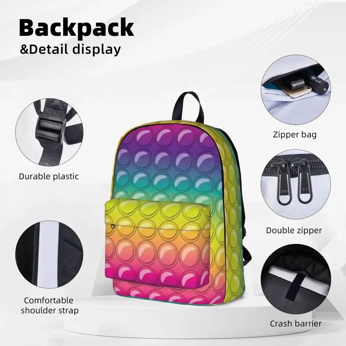 POPit Backpack Fashion Children School Bag Laptop Rucksack Travel Rucksack Large Capacity Bookbag