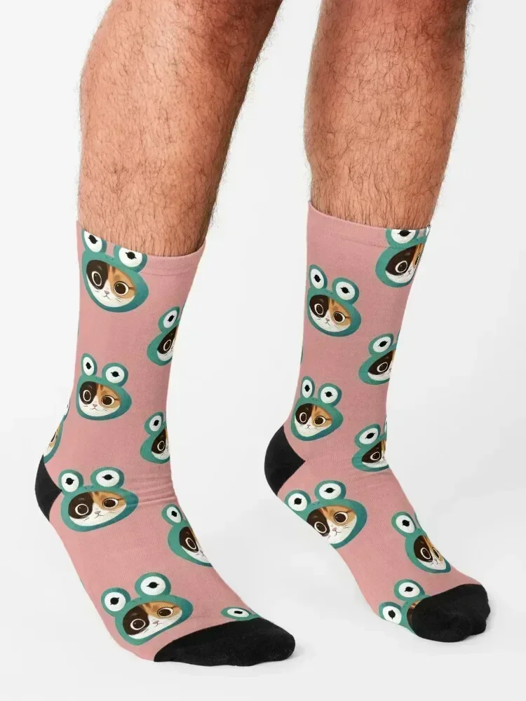 Cat with frog hat Socks luxe tennis aesthetic summer Boy Socks Women's