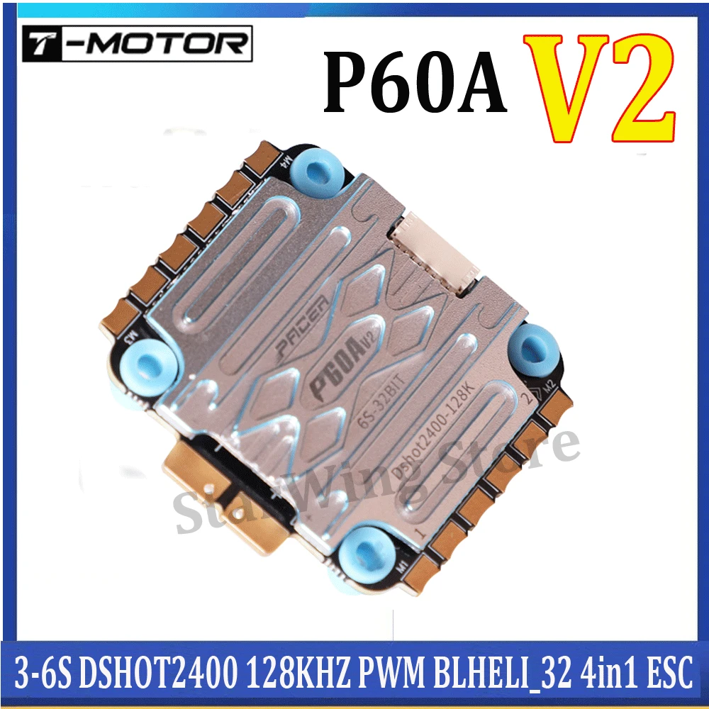 

T-MOTOR P60A V2 4IN1 ESC 3-6S BLHELI_32 DSHOT2400 128KHZ PWM 30.5x30.5/M3 For 5-7" FPV Freestyle Racing Cinematic Long Range