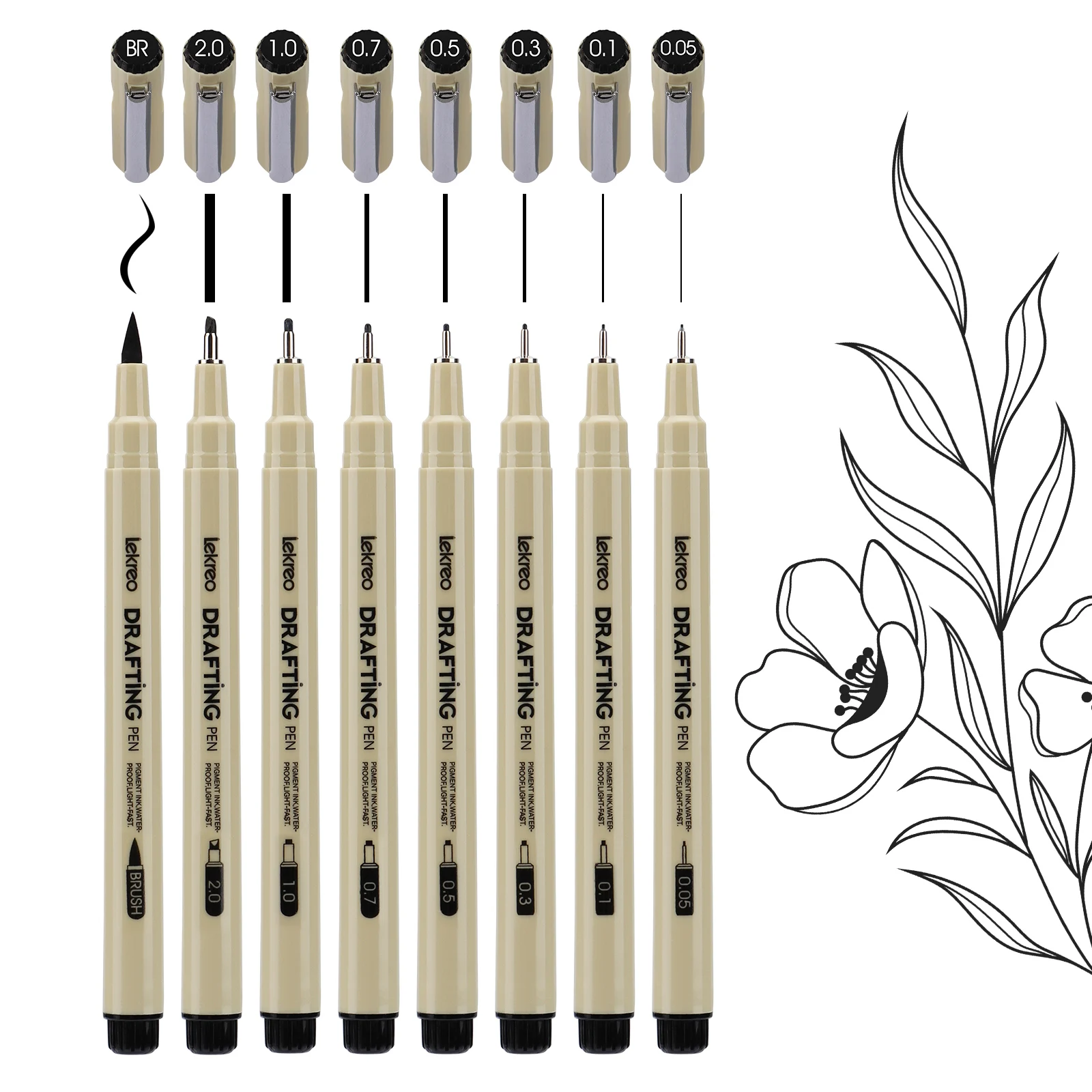 Lekreo 12-formaat micron Fineliner-pennen - Archival zwarte inktpen - pennen voor schrijven, tekenen of Bullet Journaling