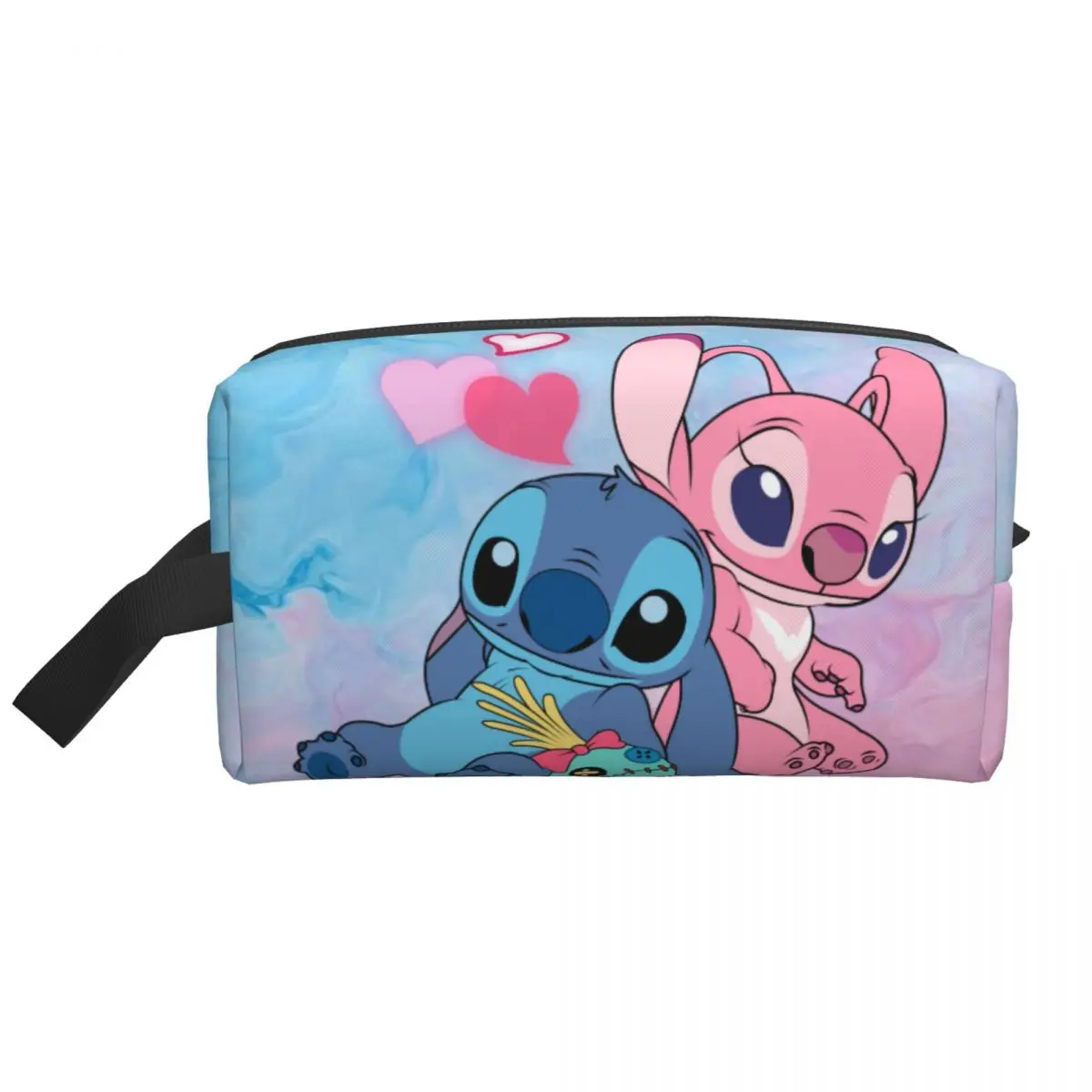 Custom Fashion Stitch Angel Travel Toiletry Bag Women Disney Anime Makeup Cosmetic Organizer Beauty Storage Dopp Kit