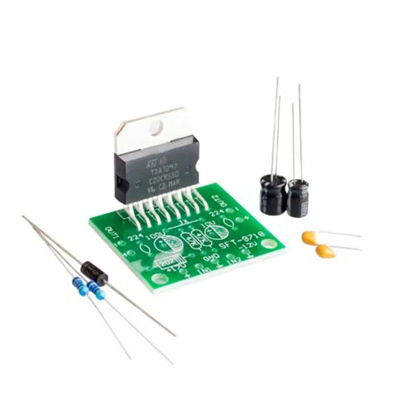 TDA7297 Amplificador Board Peças De Reposição, DC 12V, Grau 2.0, Codificação de Áudio Dupla, 15W, Kit DIY Eletrônico