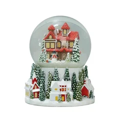 OEM Custom New Year Christmas Glass Water Globe Snow Glitter 3D Resin Building Snow globe