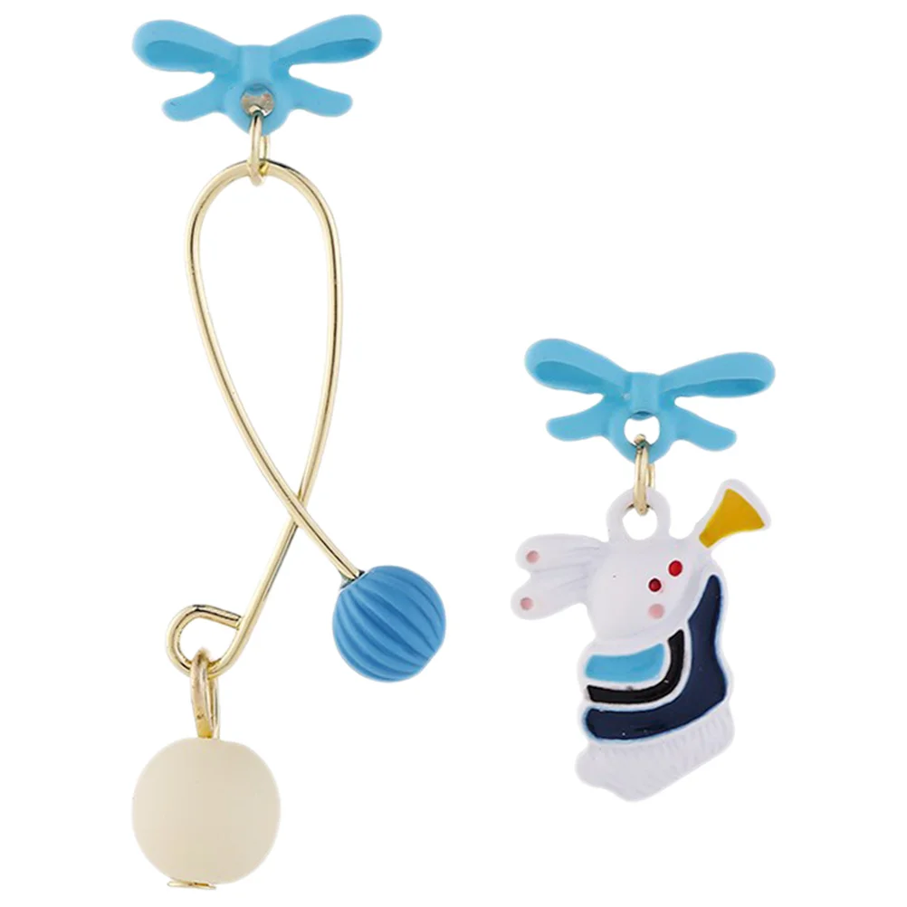 

1Pair Asymmetrical Bunny Pendant Earrings Long Drop Tassel Earrings Fashion Jewelry for Women Casual Formal Party