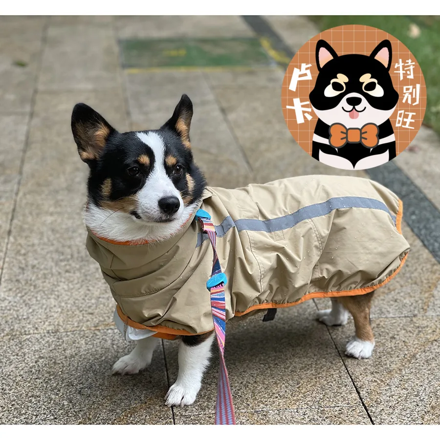 

Reflective Windproof Rainproof Pet Dog Raincoat Large Dog Golden Retriever Shiba Dog Poncho Waterproof Clothing