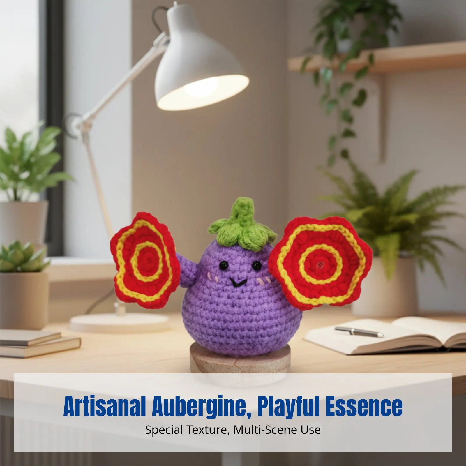 

Вязаный брелок-баклажан, ручная работа, декор из лавандовой пряжи, вращающийся кисточек, украшение для автомобиля