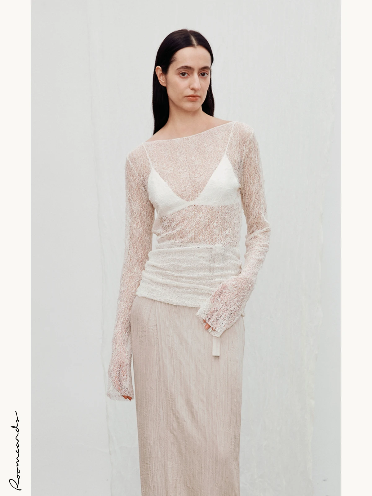 

Independent Brand Lace Sensation Base irt Women's Faion Spring Autumn Casual Sle High Elastici Nylon Fabric