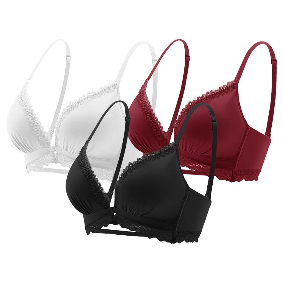 Comfortable No Underwire Bras with Front Closure Padded Cups Gather Designed for Small Busts Offers Natural Enhancement and Lift