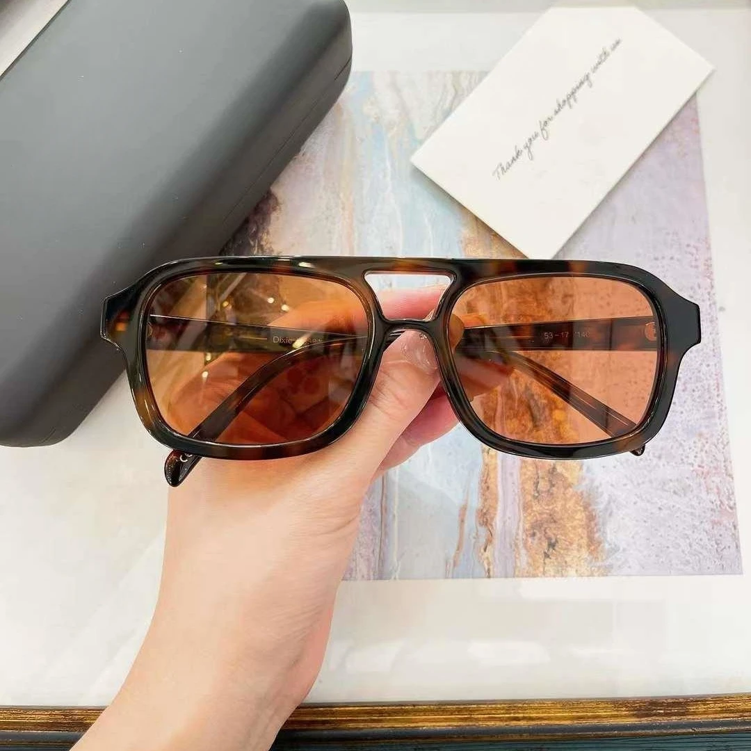 

Роскошные винтажные модные солнцезащитные очки из толстого ацетата, ретро-квадратные, с двумя мостиками, в академическом стиле, UV400, для женщин и мужчин, высшее качество A+