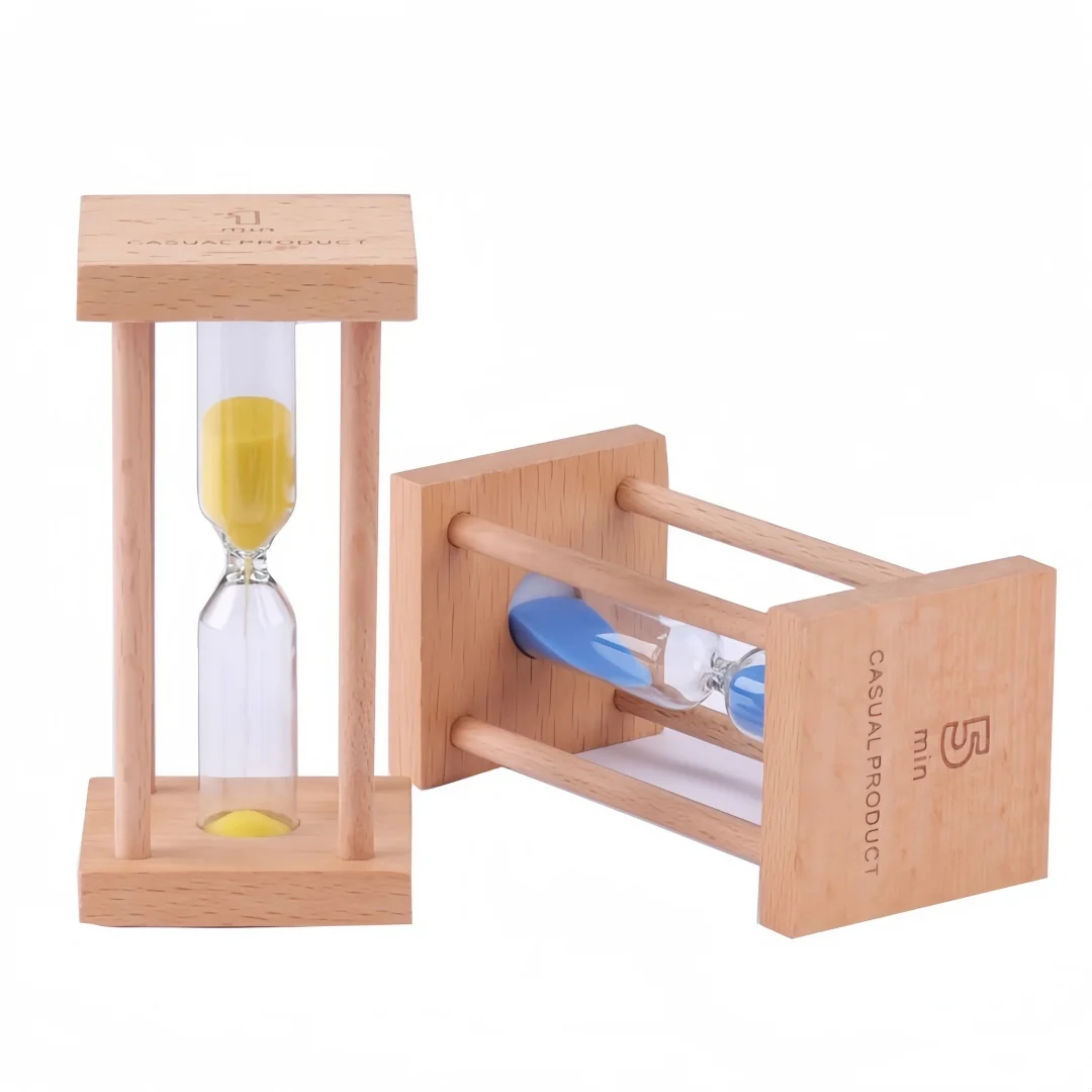 Wooden Frame Sand Hourglass Timer 1/3/5Minutes Sand Clock, Minimalist Natural Beech Wood Desk Decor Ornament Creative gifts