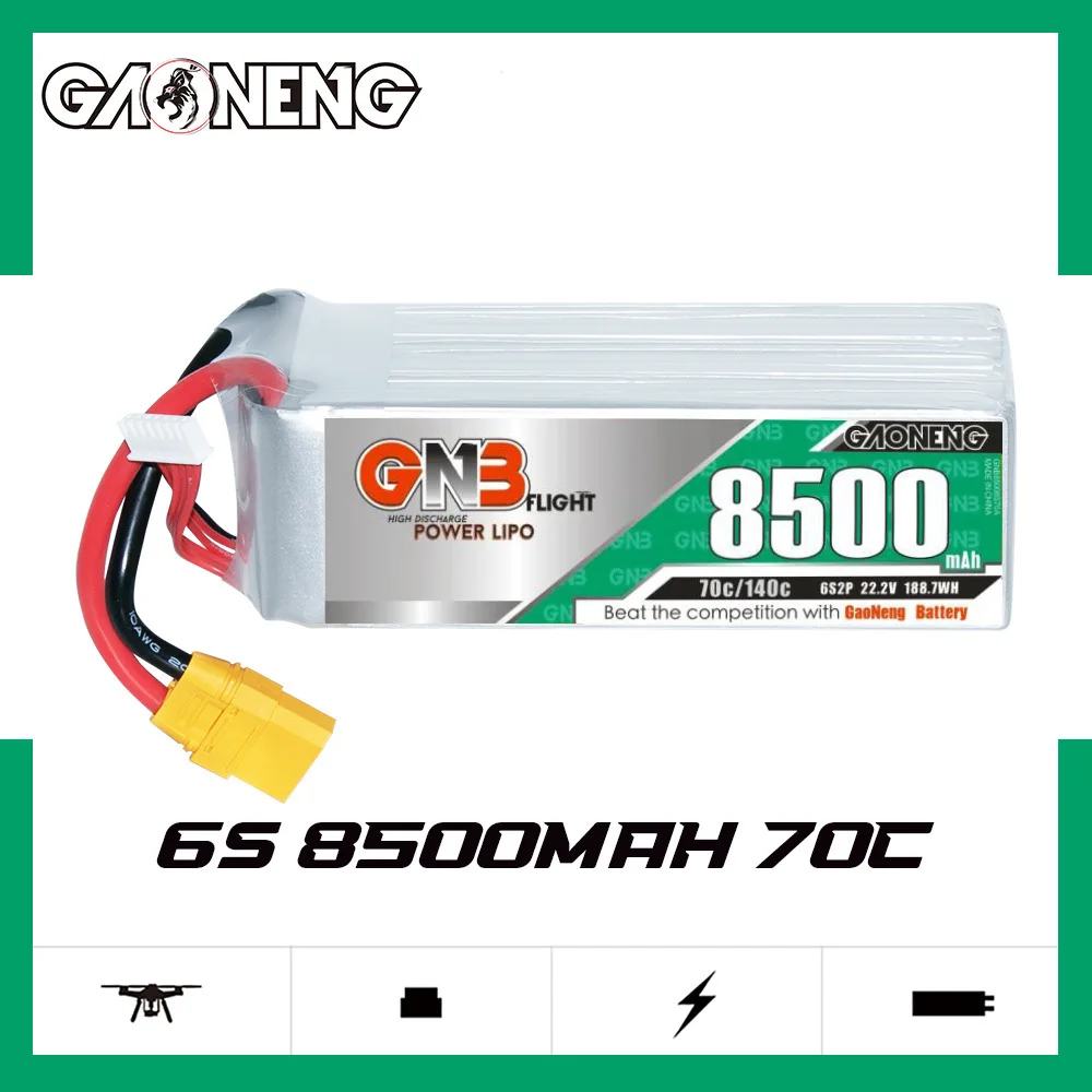 

GNB 6S 22.2V 8500mAh 70C/140C Lipo Battery For RC Quadcopter Helicopter FPV RC Car RC Boat Model Parts 22.2V Drone Battery