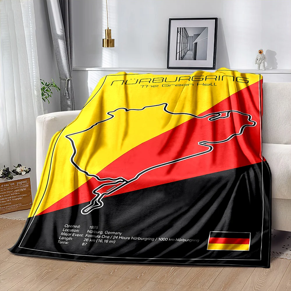 بطانية F1 Imola Monaco المطبوعة للفصول الأربعة لأريكة الغرفة، الفورمولا 1 ديكور لموضوع رياضة السيارات هدايا لمحبي السباق