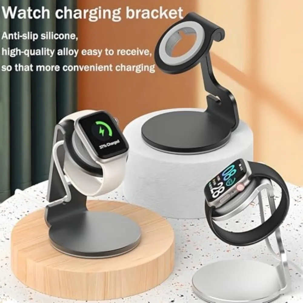 

Modern Metal Bracket Watch Charger Stand Magnetic Design Compact Size Magnetic Smartwatch Charger Charging Holder Office Use