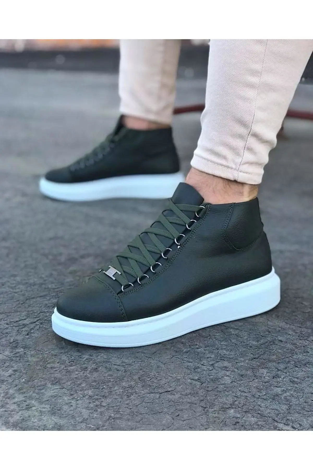 

Wagon Men's Sneakers Sport Shoes Khaki Lace Up Closure Faux Leather Spring and Autumn Seasons Comfortable Slip On In 2022 fashio