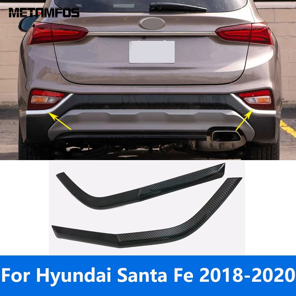 

Rear Fog Light Lamp Eyelid Eyebrow For Hyundai Santa Fe 2018 2019 2020 Carbon Fiber Foglight Strip Trim Accessories Car Styling