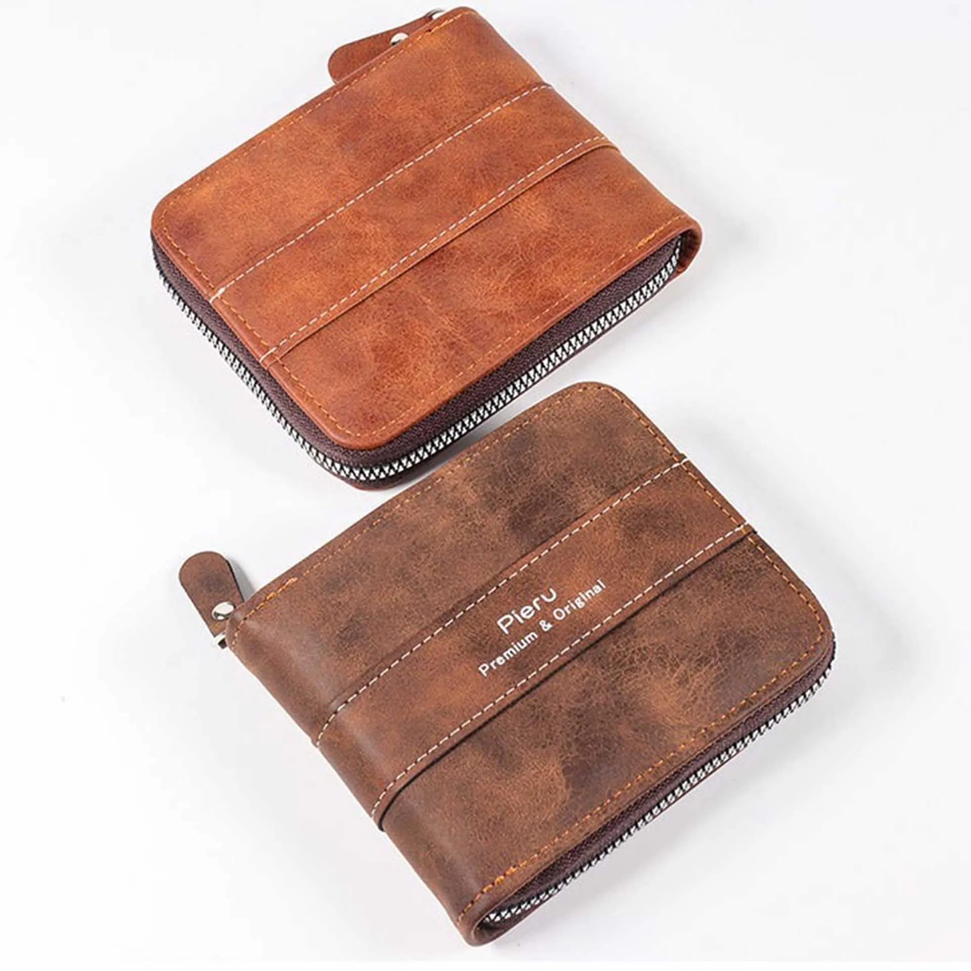 Retro couro zíper carteira masculina horizontal multi-slot titular do cartão multifuncional clipe de dinheiro de negócios masculino bolsa de moedas embreagem