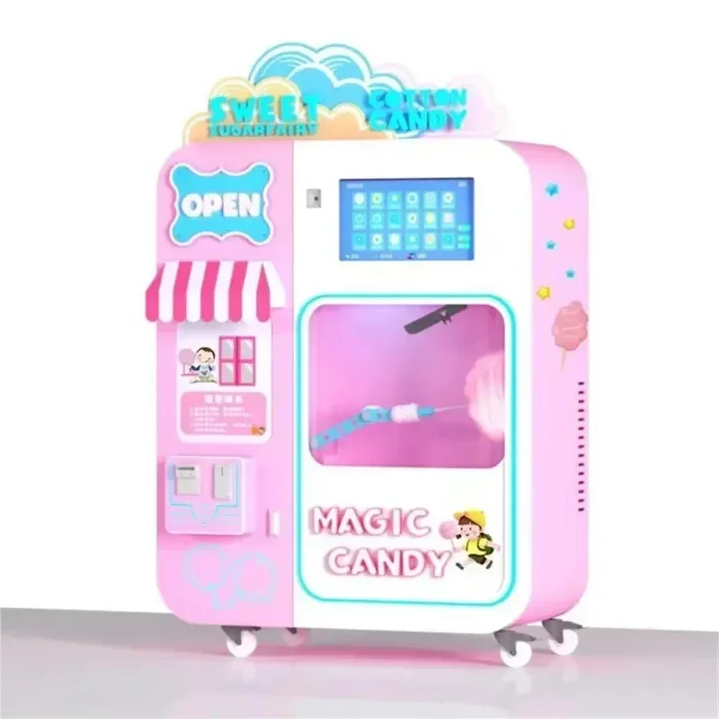 Custom Kids Cotton Candy Machine for Small Mini Robot Cotton Candy Vending Machine Commercial Automatic