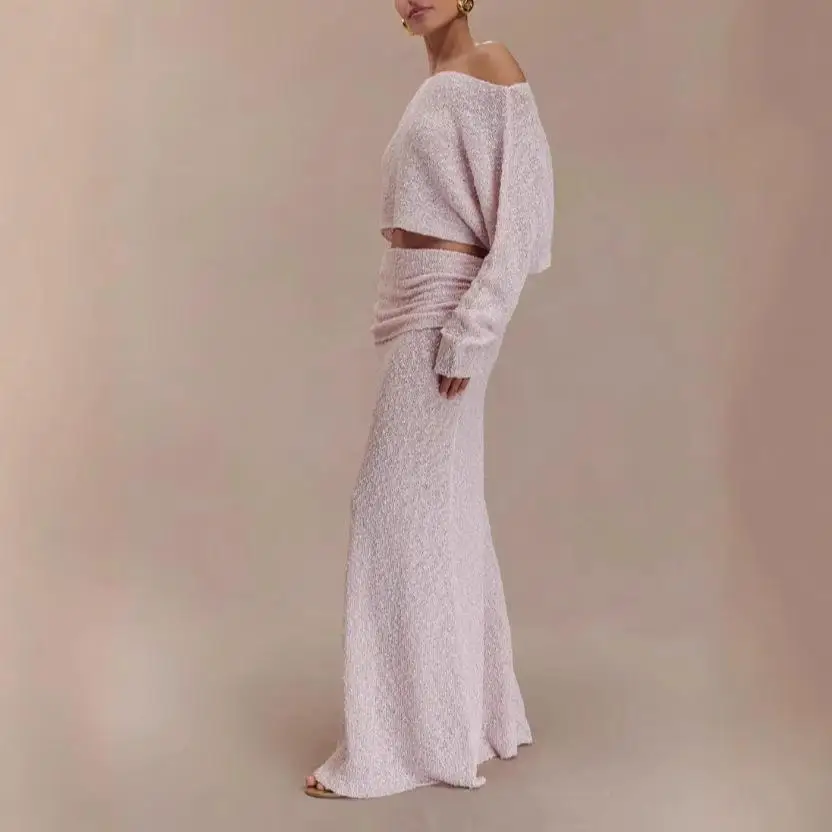 

Pure Faion Вязаный длинный воротник-свеча с воротником f Юбка Комплект Street Sle Весенняя коллекция для женщин Комплект из двух предметов