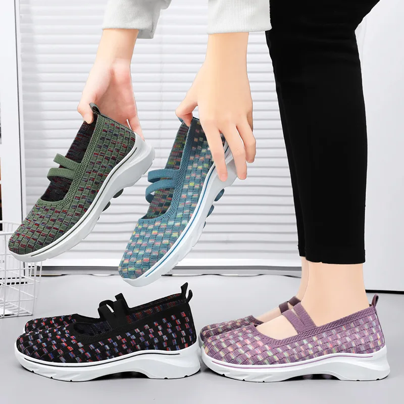 Womn Shoes Slip on Mary Jane Flats Lady Summer Outdoor Casual Walking Shoes Non Slip Comfortable Sneakers for Mom Lightweight