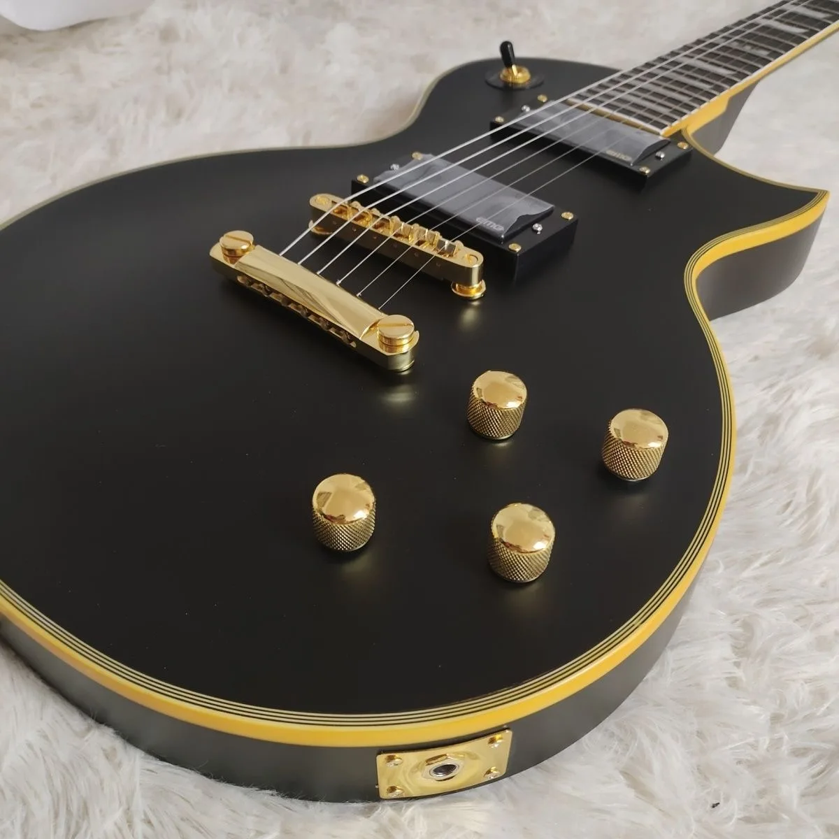 

SEND in 3 days high quality Matte Black E SP Electric Guitar with Gold Hardware