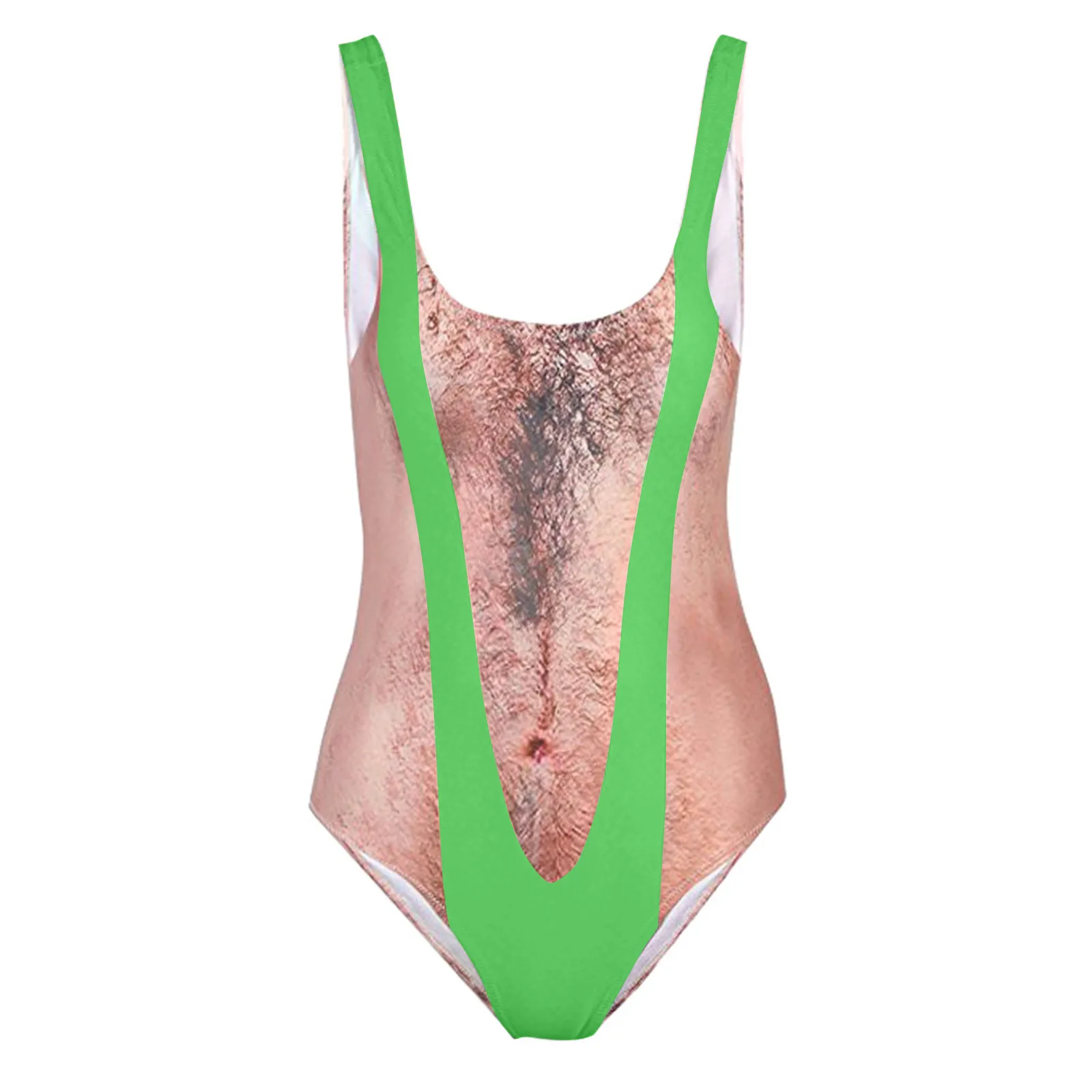 숙녀 섹시한 하이 넥 수영복 웃긴 수영복 수영복 3d 가짜 유방 털이 웃긴 프린트 수영복 원피스 수영복 2025 신규