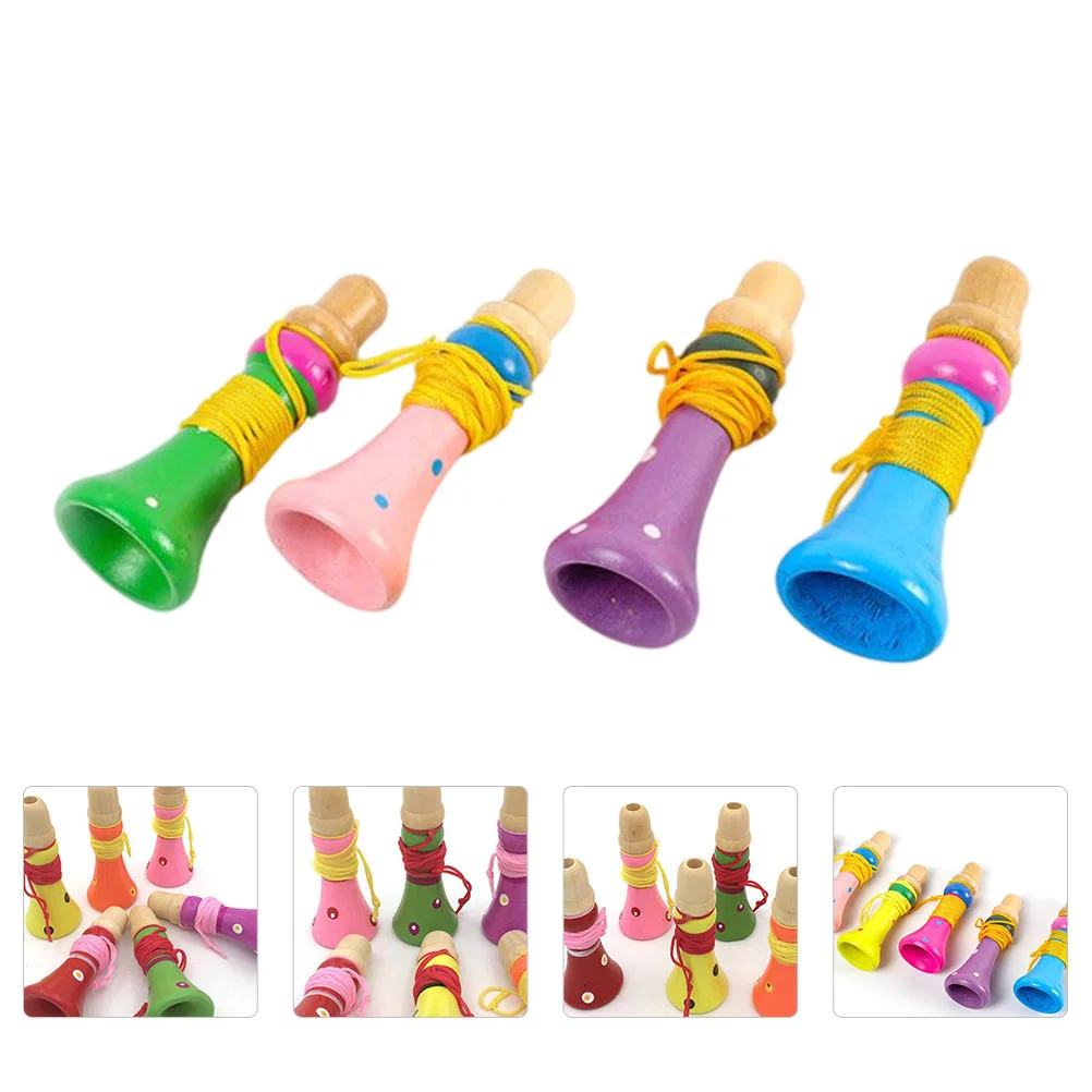 4 Pcs Wooden Trumpet Music Megaphone Whistles Musical Toys for Toddlers Stadium Horn Model Child