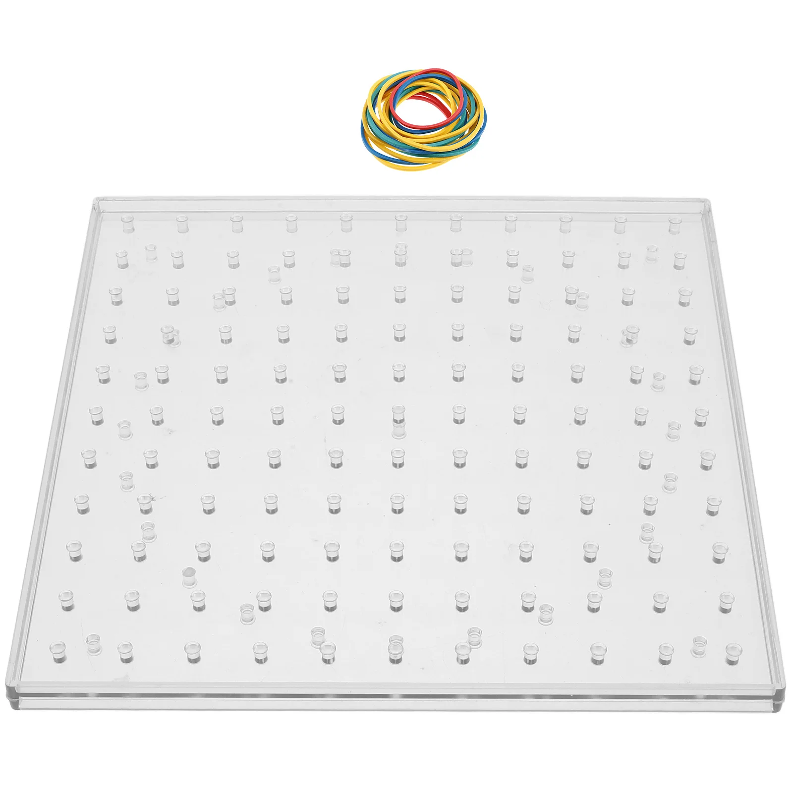 1 Set Educational Geoboard Double Sided Peg Plastic Board Interactive Stem Math Learning Tool Kids Shape Exploration Pattern