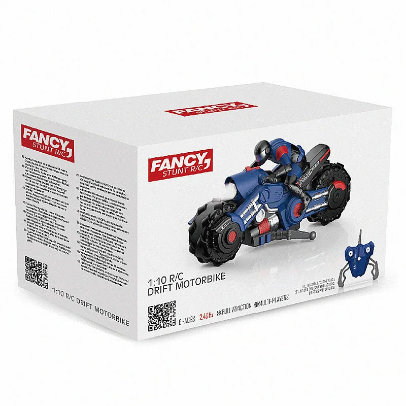 Véhicule de dérive de course de moto cascadeur télécommandé avec lumière, modèle de voiture à grande vitesse, jouets de jeu pour garçons, cadeaux pour enfants, 2.4g, 1:10