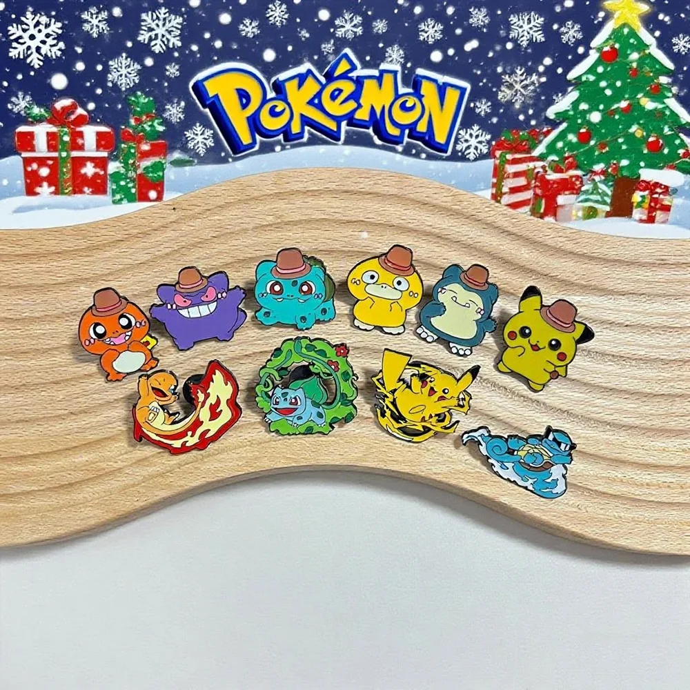 Juego de 10 Uds de pines esmaltados de Pikachu, broche de dibujos animados a la moda, insignia de Metal, joyería para mochila, accesorios, regalo de Navidad para amigos